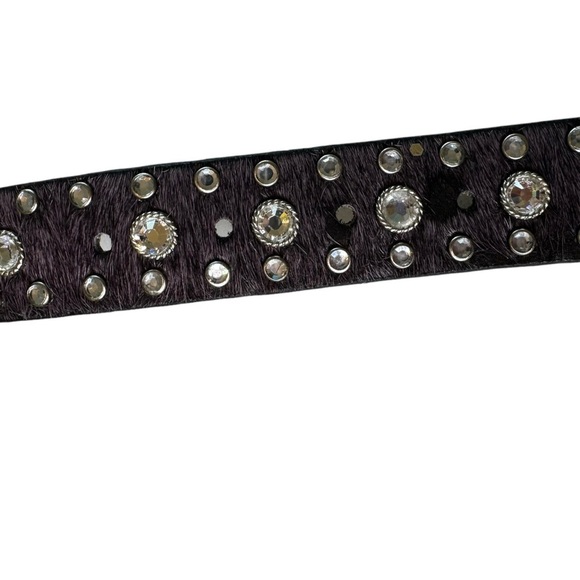 NWT Leather and Natural Hide Western Show Belt with  Rhinestones main image 4